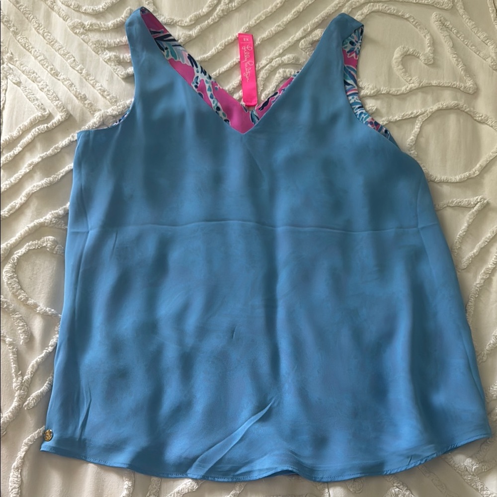 Lilly Pulitzer Blue V-Neck Tank Top